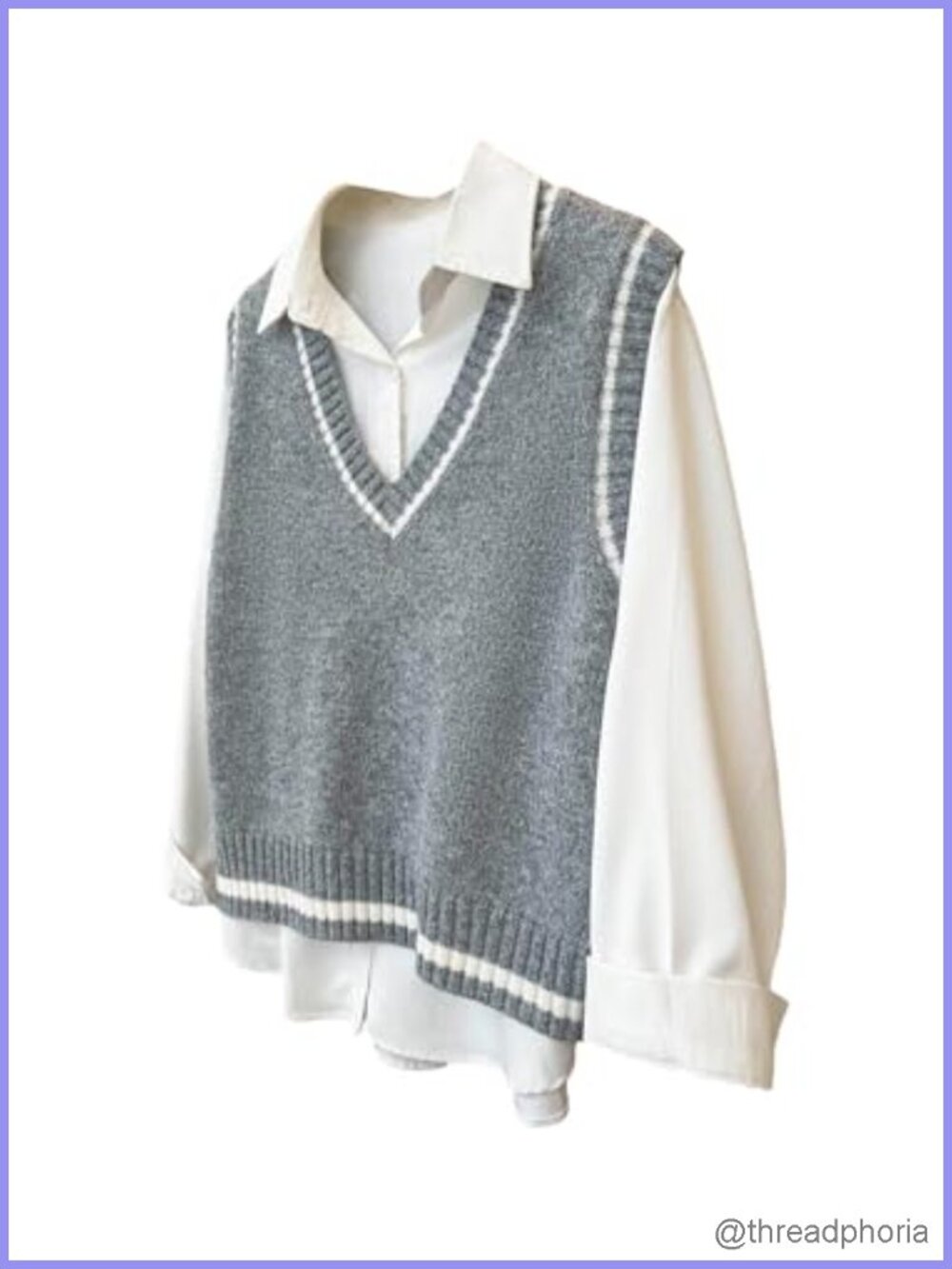 Sleeveless Striped V-Neck Knit Sweater Vest Preppy Pullover Top
